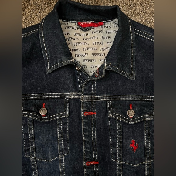 Vintage Ferrari Dark Denim Jacket with Red Accents - Picture 11 of 16